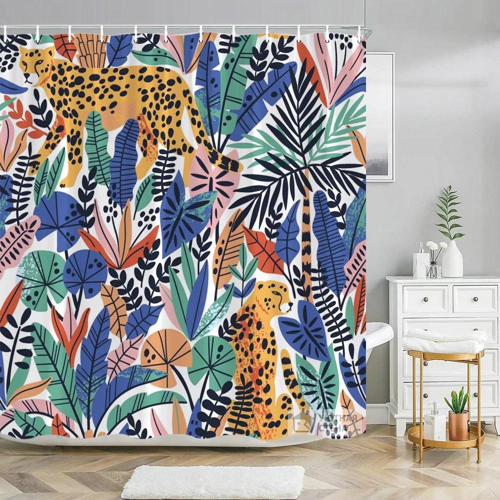 Bunte Blumenduschvorhang Blumenduschvorhänge Hübscher blauer Duschvorhang Leuchtende böhmische Boho-Blumen-Badezimmerdeko