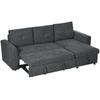 3-Seater Sofa with Bed Function, Sofa Bed with Chaise Longue, Upholstered Sofa, Dark Grey