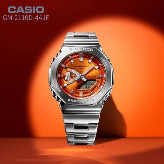 

CASIO G-SHOCK GM-2110D-4AJF Men’s Watch Silver Metal Bezel and Band Model Red Dial Japan Genuine Product помаранчевий