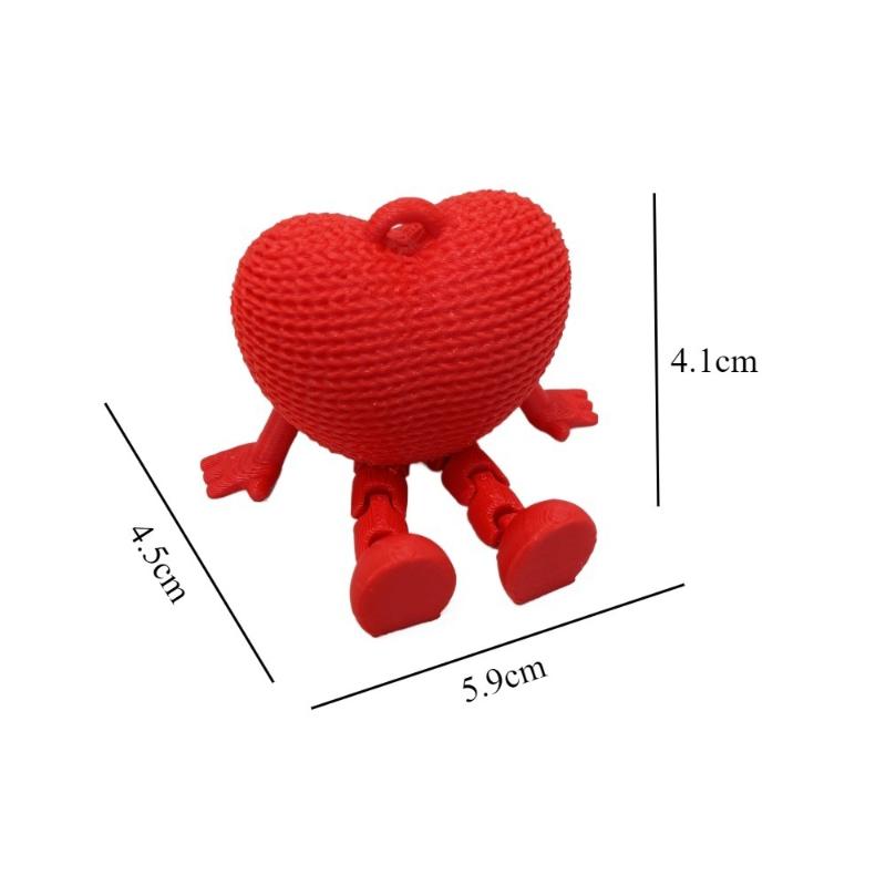 3D Printed  Articulated Love Heart Ornament Movable Joints Desktop Decor Keychain Bag Charm Valentine Gift for Her Him