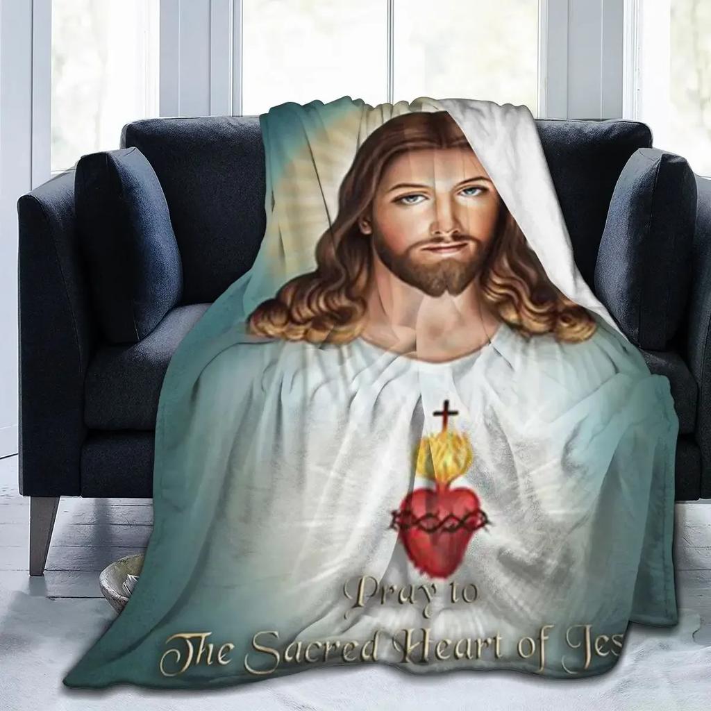 Jesus Divine Mercy Soft Plush Blanket, Flannel Blanket Throw Blanket for Living Room Bedroom Sofa Cover
