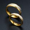 Stainless Steel Gold Color Wave Pattern Couple Wedding Engagement Ring Promise Jewelry Gift