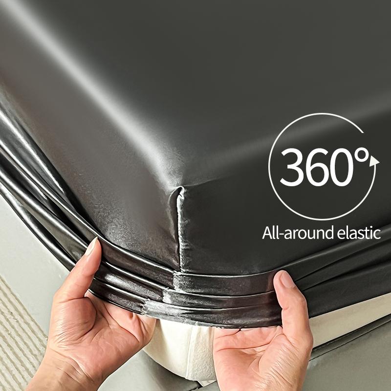 

Satin Elastic Fitted Sheet Solid Mattress Cover 360 Band Bed Sheet designed for Single Double Couple King Queen Full Twin Bedsheet Twin 99x190cm