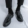 Frühling und Herbst Britischer Stil Ein-Pedal Lazy Loafers Herren Business Casual Lederschuhe Fransen Retro Übergröße Herrenschuhe