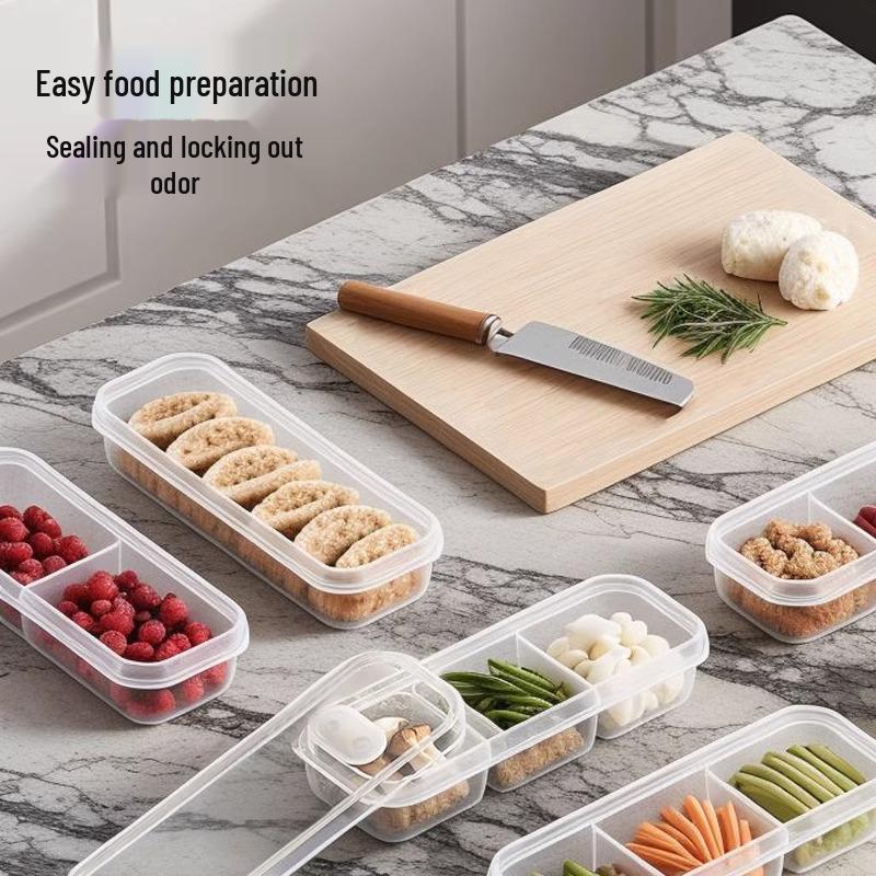 Household Compartmented Fresh-Keeping Box for Refrigerator - Ideal for Frozen Meat, Vegetables, and Food Portioning