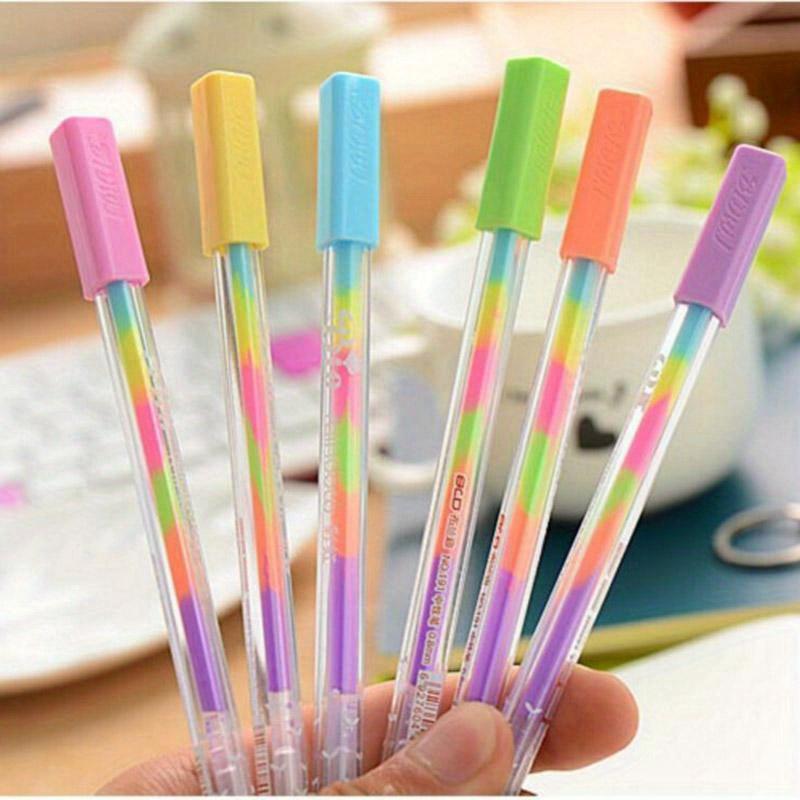 6pcs Kawaii Water Color Chalk Paint Gel Pen for Kids Diary Decoration Scrapbooking Korean Stationery
