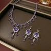 Conjunto de Collar y Pendientes con Corazón de Zirconia de Moda Transfronterizo en Morado Claro