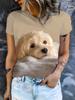 Beige Loose Short-Sleeve T-Shirt for Women Featuring a Cute Puppy Design. New Summer Style