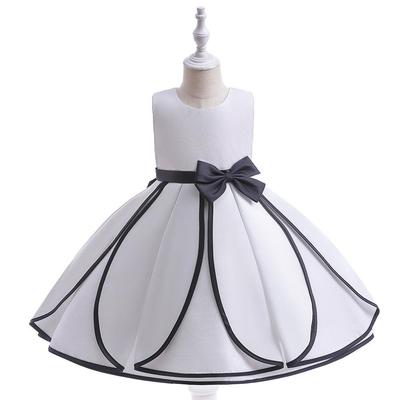 Girls' Western-Style Birthday Princess Dress - Black & White Flower Girl Wedding Dress