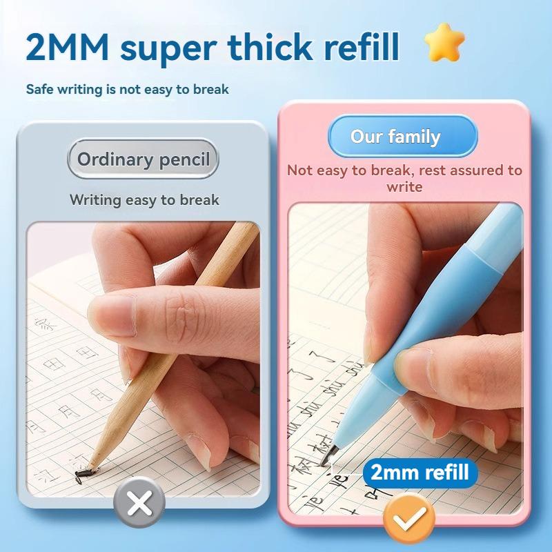 New 2.0mm Mechanical Pencils Set 4PCS Colorful Pencils + Lead Refills+Eraser + Sharpener Stationery Set for School Art Sketching