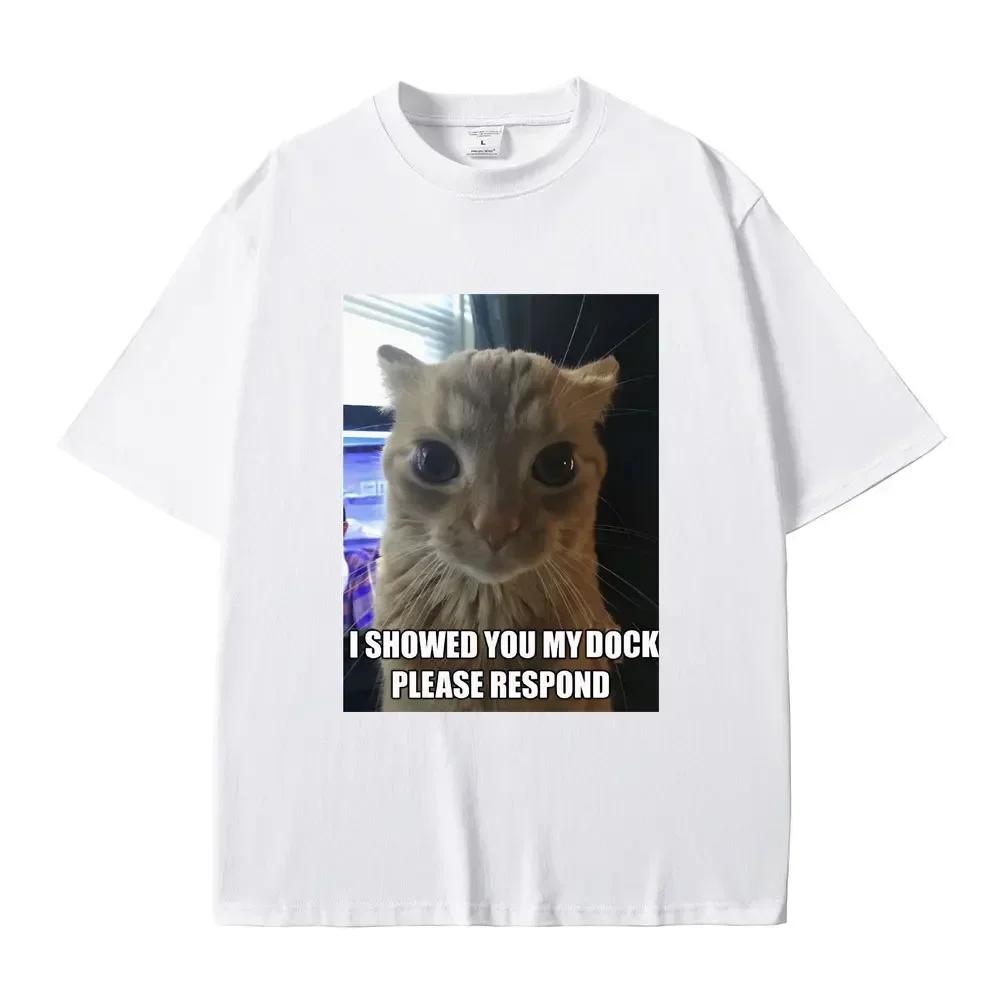 Fun Cat Printed Men's T-Shirt Summer Vintage Kawaii Men's and Women's Surfing Beach T-Shirt Unisex Breathable Casual Top