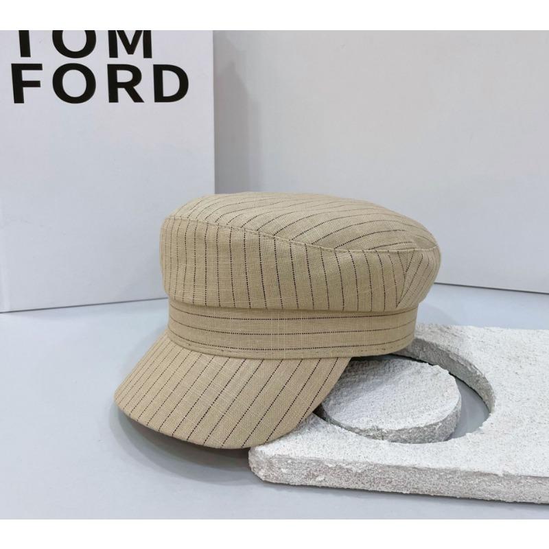 25 New Striped Solid Color Breathable Beret Octagonal Hat Breathable Shade Travel Casual Hat Tide