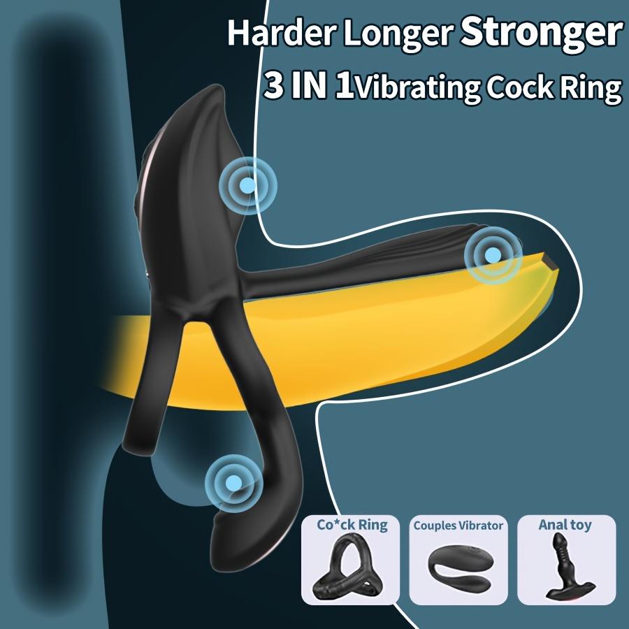 1pc Couple Penis Ring Vibrator 3 In 1 Cock Ring Vibrator 10 Modes Penis Ring Vibrator For Men Vagina Vibrator For Men G Spot Female Clitoris Stimulato