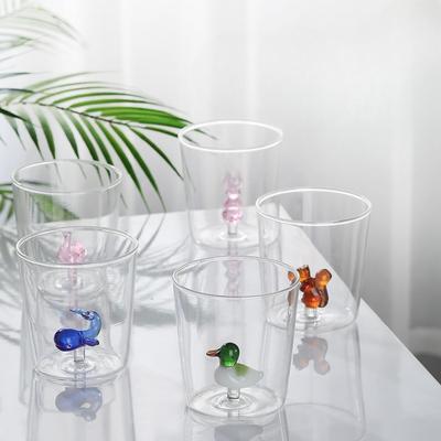 Sticlă de desene animate rezistentă la temperaturi înalte sticlă borosilicată de uz casnic transparentă valoare ridicată animal cană de apă