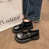 thick-soled black small leather shoes women's new summer and autumn versatile one-pedal women's shoes single shoes