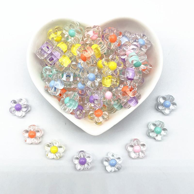 NEW 30pcs 12mm Clear Acrylic Sunflowers Beads Loose Spacer Beads for Jewelry Making DIY Handmade Accessories (Hole:3.0mm)
