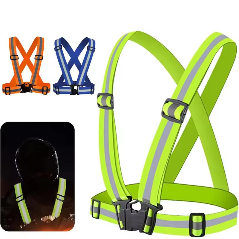 Highlight Straps Adjustable Safety Vest Elastic Band For Adults And Children Running Riding Clothing 12 Colors