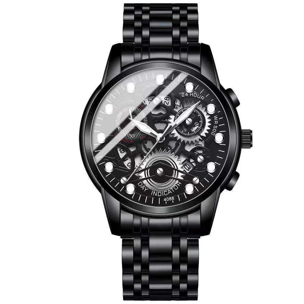 Men's Skeleton Automatic Waterproof Watch with Luminous Quartz Movement