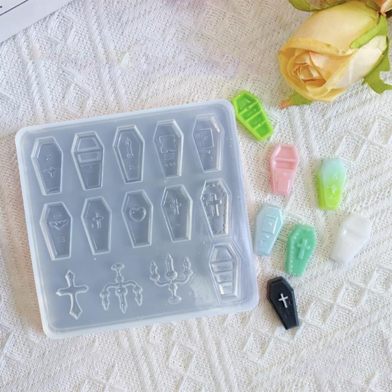 Halloween Silicone Resin Mold Tiny Coffin Shape Mold Filling Craft Quicksand Filler Resin Mold Making Handmade Craft