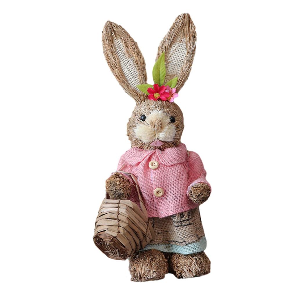 Charming Bunny Statue Handcrafted Rabbit Sculpture Spring Home Accent
