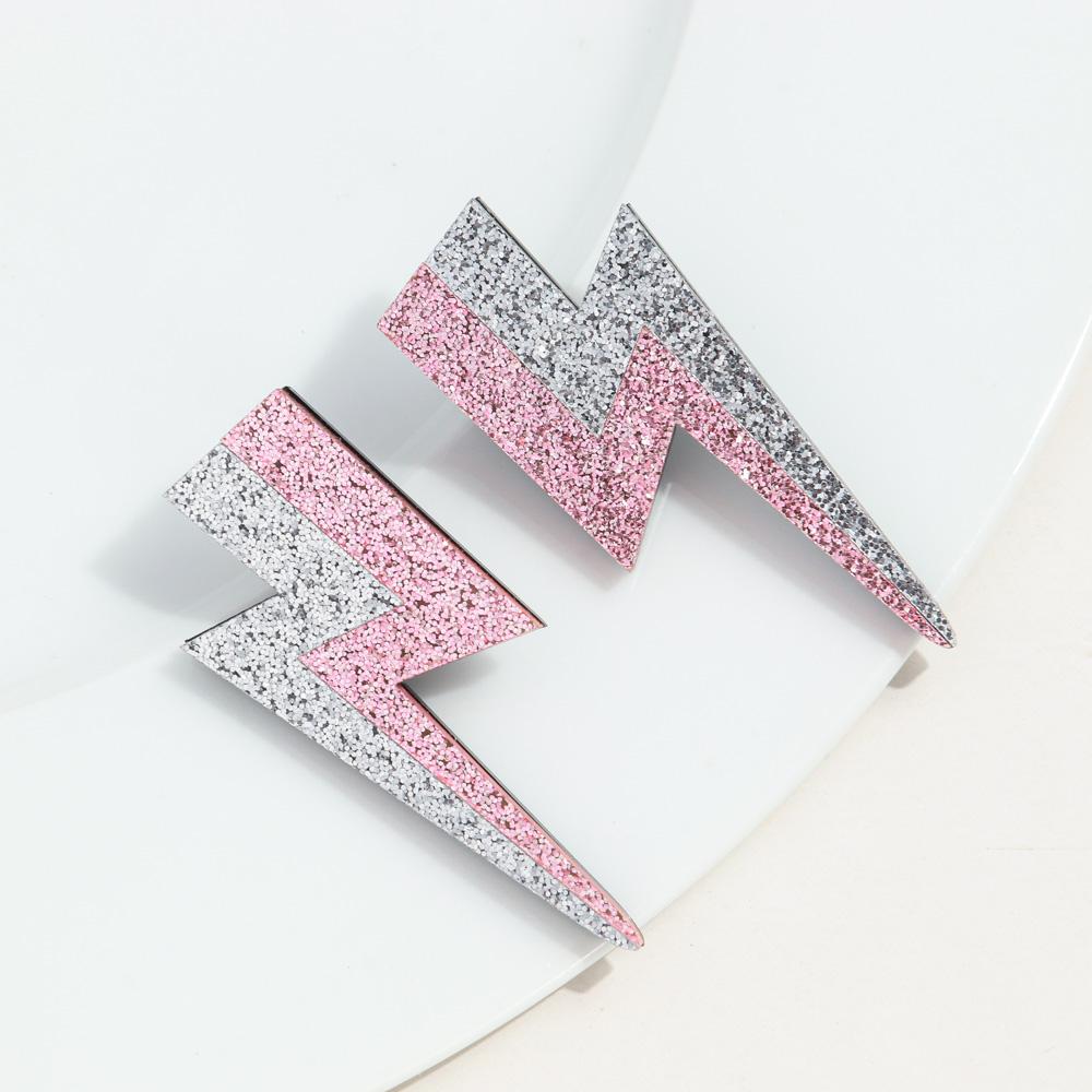 New Creative Acrylic Stud Earrings for Women Funny Glitter Multicolor Lightning Drop Earring Punk Trendy Jewelry Gift