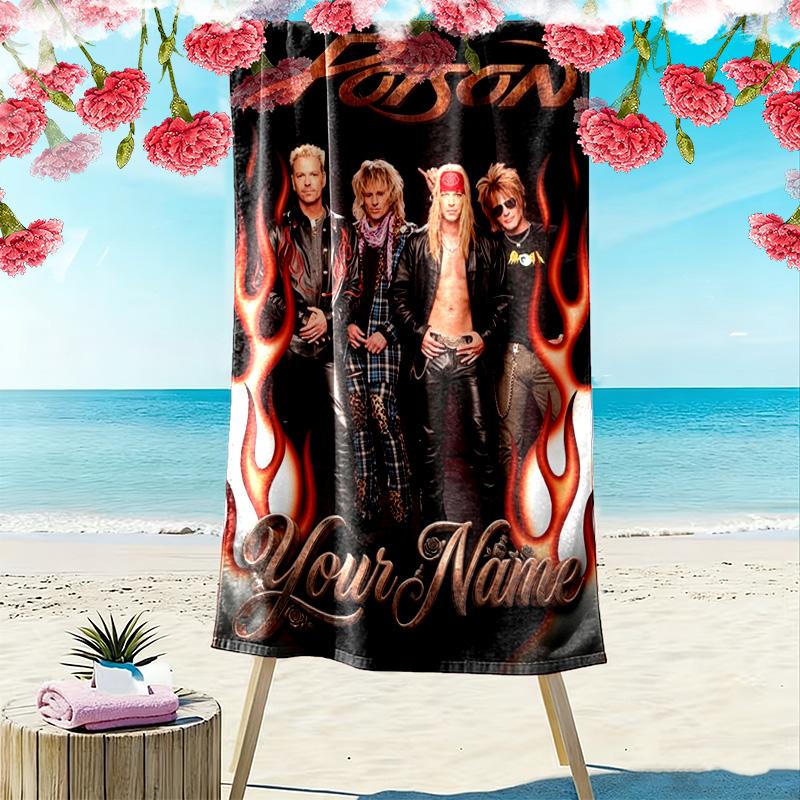 Name Custom Poison Band Print Beach Towel, Large Soft Quick Dry Towel for Beach Camping Swimming