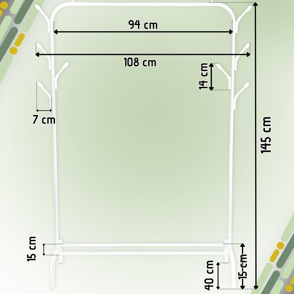Standing coat rack for coats in the hallway, metal, white, floor-mounted