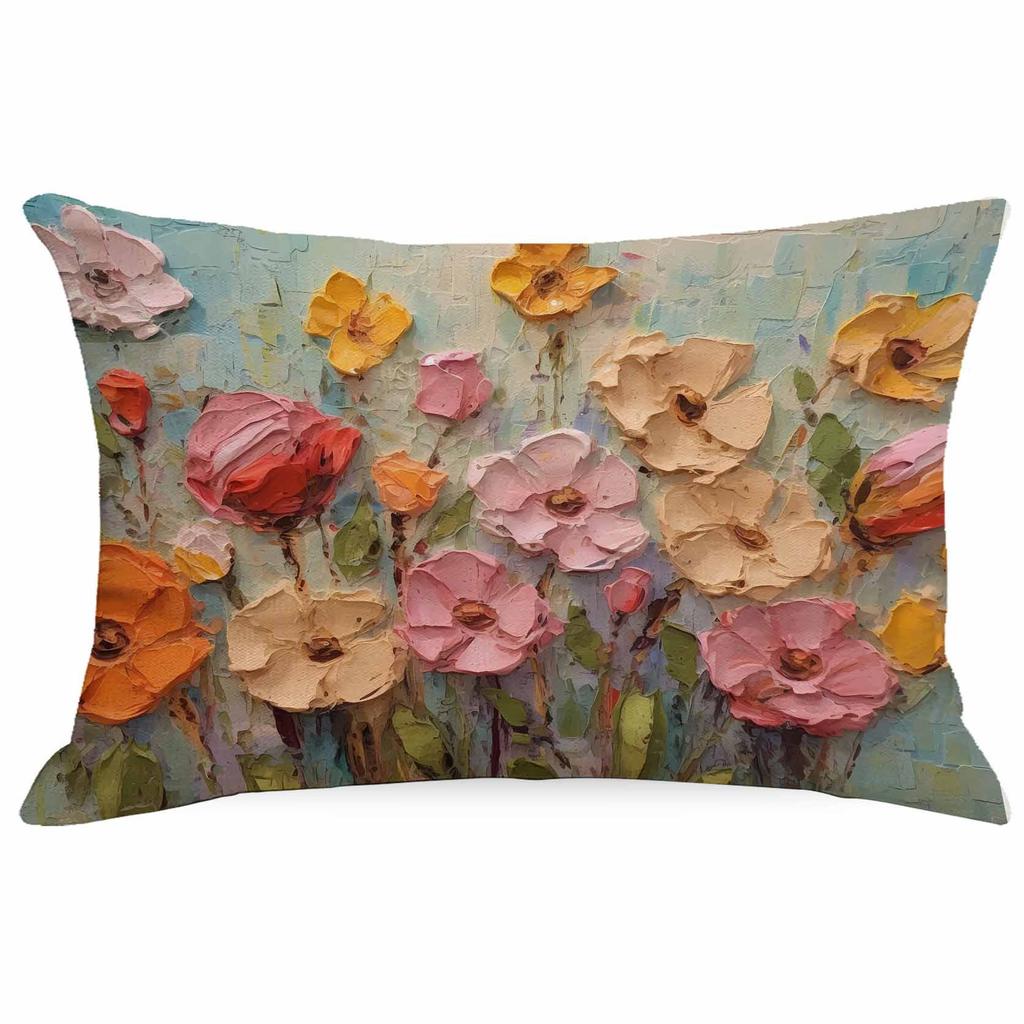 New Decorative Pillowcase 3D Three-dimensional Effect Floral Pillowcase Sofa Cushion Cover Digital Printing
