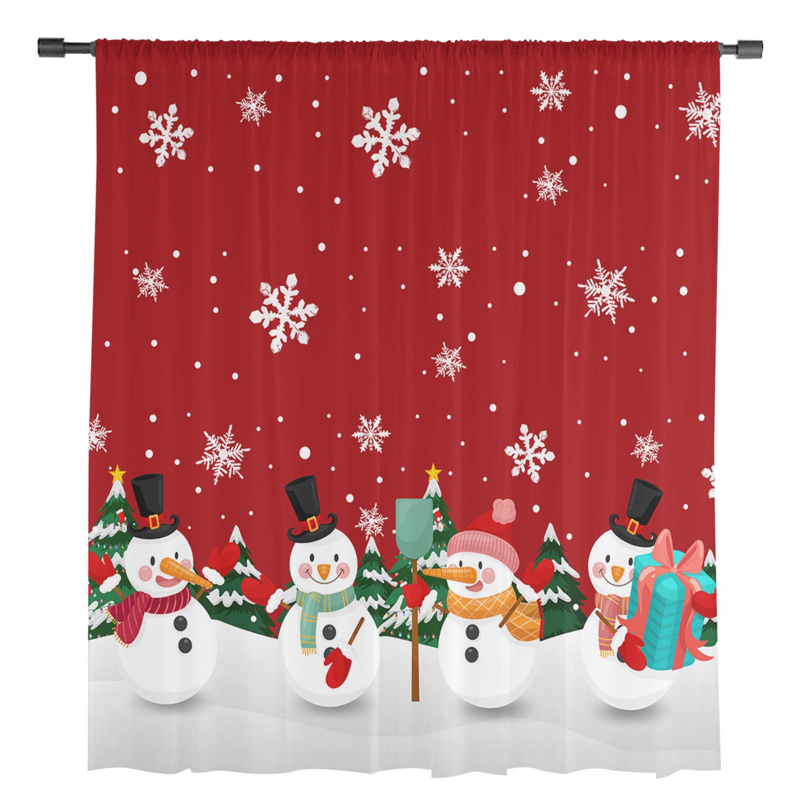Рождественские прозрачные шторы со снеговиком для гостиной — фото 4