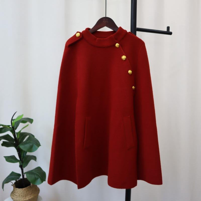 Autumn and Winter New Knitted Double-sided Woolen Coat Women's High-end Belt Temperament Sweater Cape