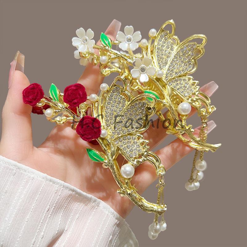 Lily of the Valley Floral Tassel Hair Claw - Ancient Style Women's Accessory