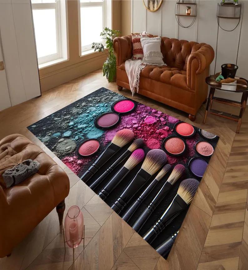 Cosmetics Printed Carpet Women's Room Cloak Room Makeup Desk Non Slip Floor Mat Makeup Studio Decorative Rug