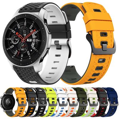 Zweifarbiges 22mm Silikonband für Samsung Galaxy Watch 3 45mm 46mm/Gear S3 Classic Frontier Ersatzarmband Weiches Armband Armbänder