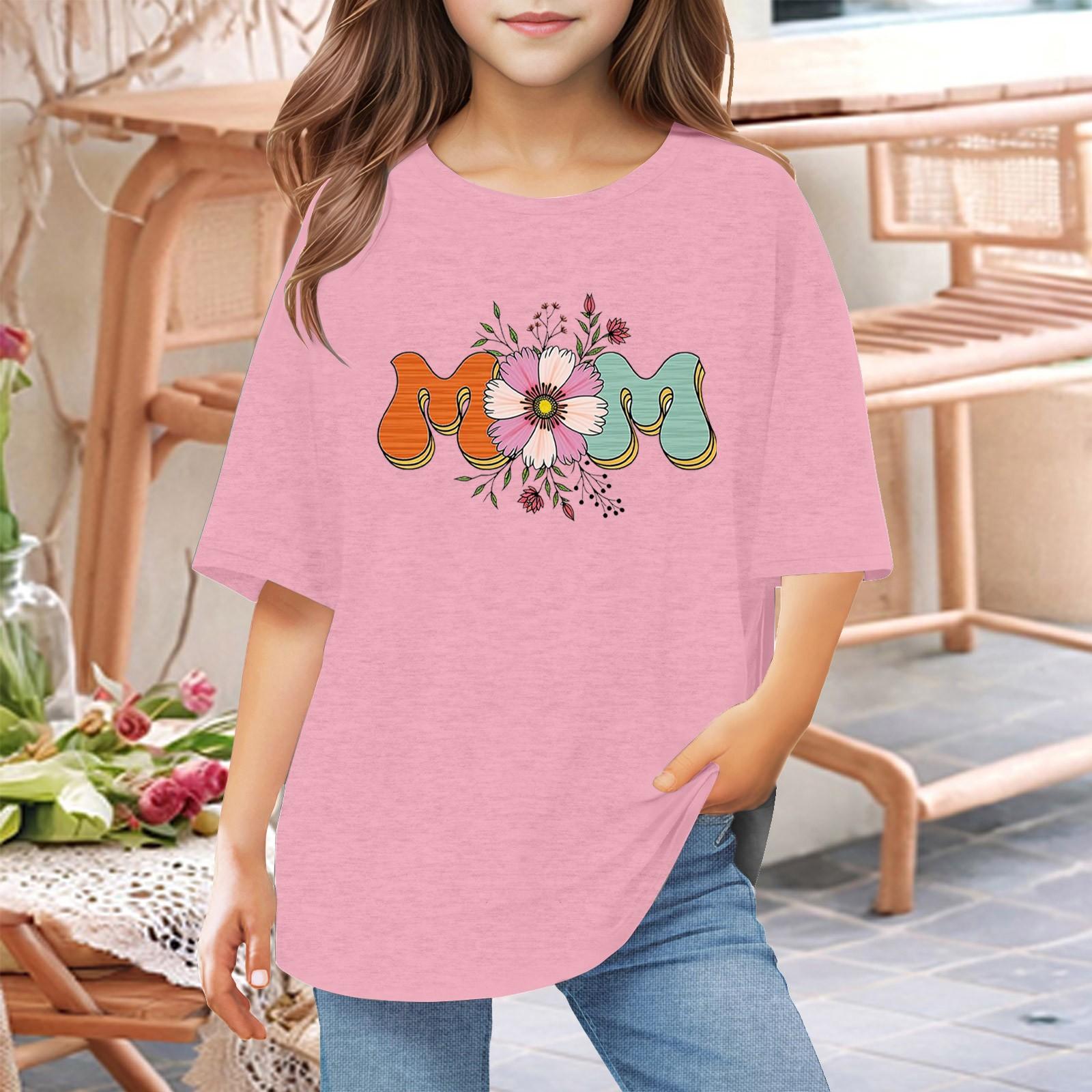 

Toddler Girl Boy T-Shirts Kids Top Boys And Girls Printed Short Sleeved T-shirt 1-12Y 100 рожевий