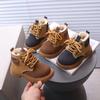 Children  Boots Winter Thickened Boys Girls Anti Slip Warm Leather Boots Side Zipper Solid Color Kids Casual Shoes I01291