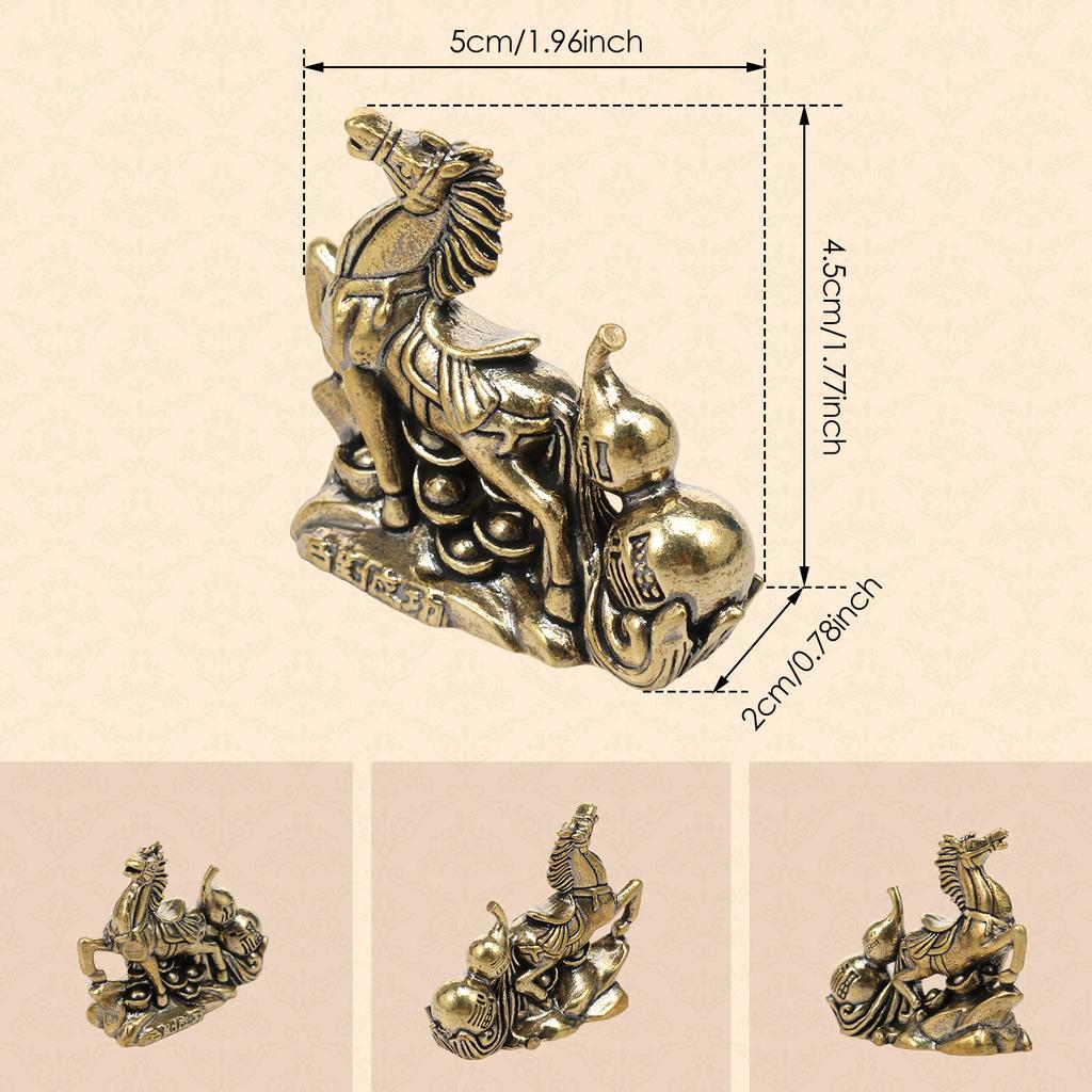 Horse Statue Feng Shui Ornament Mini Brass Horse Mascot Figurine Decor for Collectible Home Tea Pets Office Tabletop Car Decor
