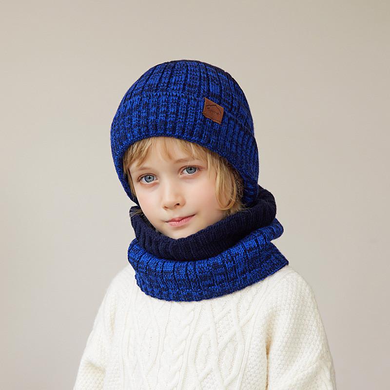 Childrens Fleecelined Knitted Hat Set With Neck Warmer And Gloves For Winter Outdoors Style 7