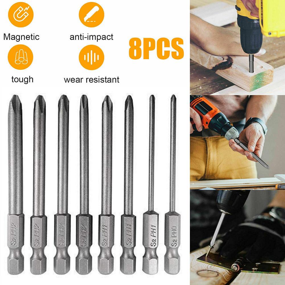 1/4 Inch Hex Shank Screwdriver Bit 75mm 8pcs Cross Head High Quality