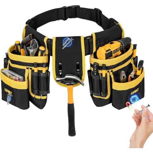 

IVODEELA Tool Pouch with Magnetic Suction Belt, Detachable Work Pouch for Waist Tools, Tool Holder, Small Item Organizer, 27 Pockets, Tool Set for Car