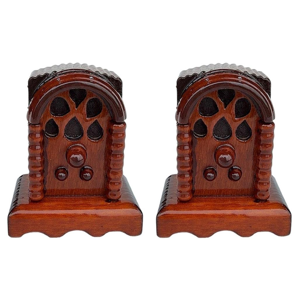 Antique 1/12 Scale Wood Miniature Radio Model Figure For Dollhouse Scene Decoration And Collectible Room Display