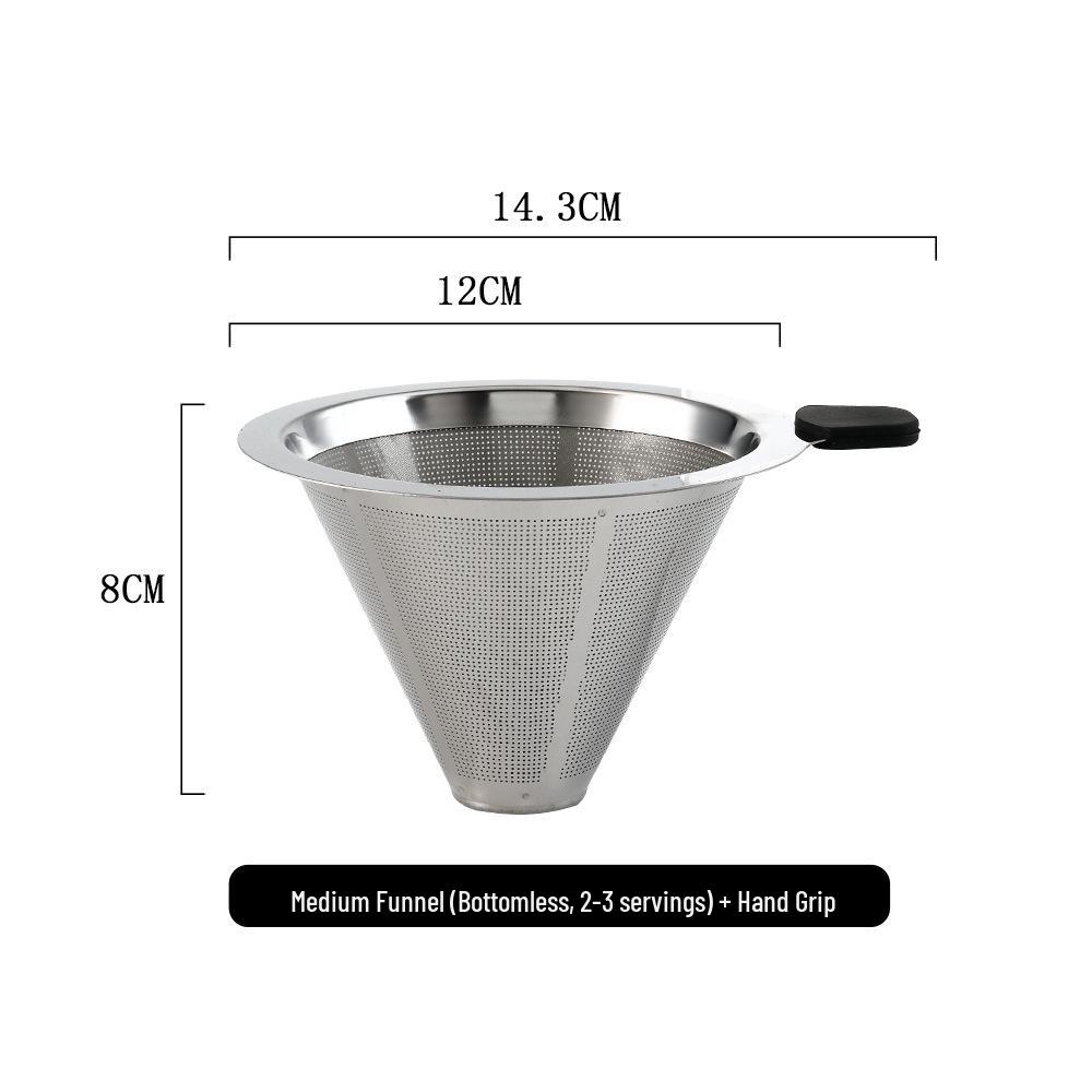 304 Stainless Steel Reusable Coffee and Tea Drip Filter Funnel