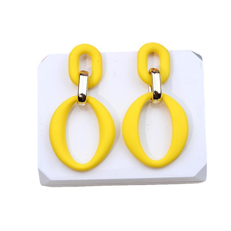 Pinkdudu Chain Link Acrylic Stud Earrings Painted Geometric Round Exaggerated Drop Earring Minimalist Dangle Earring PD2231