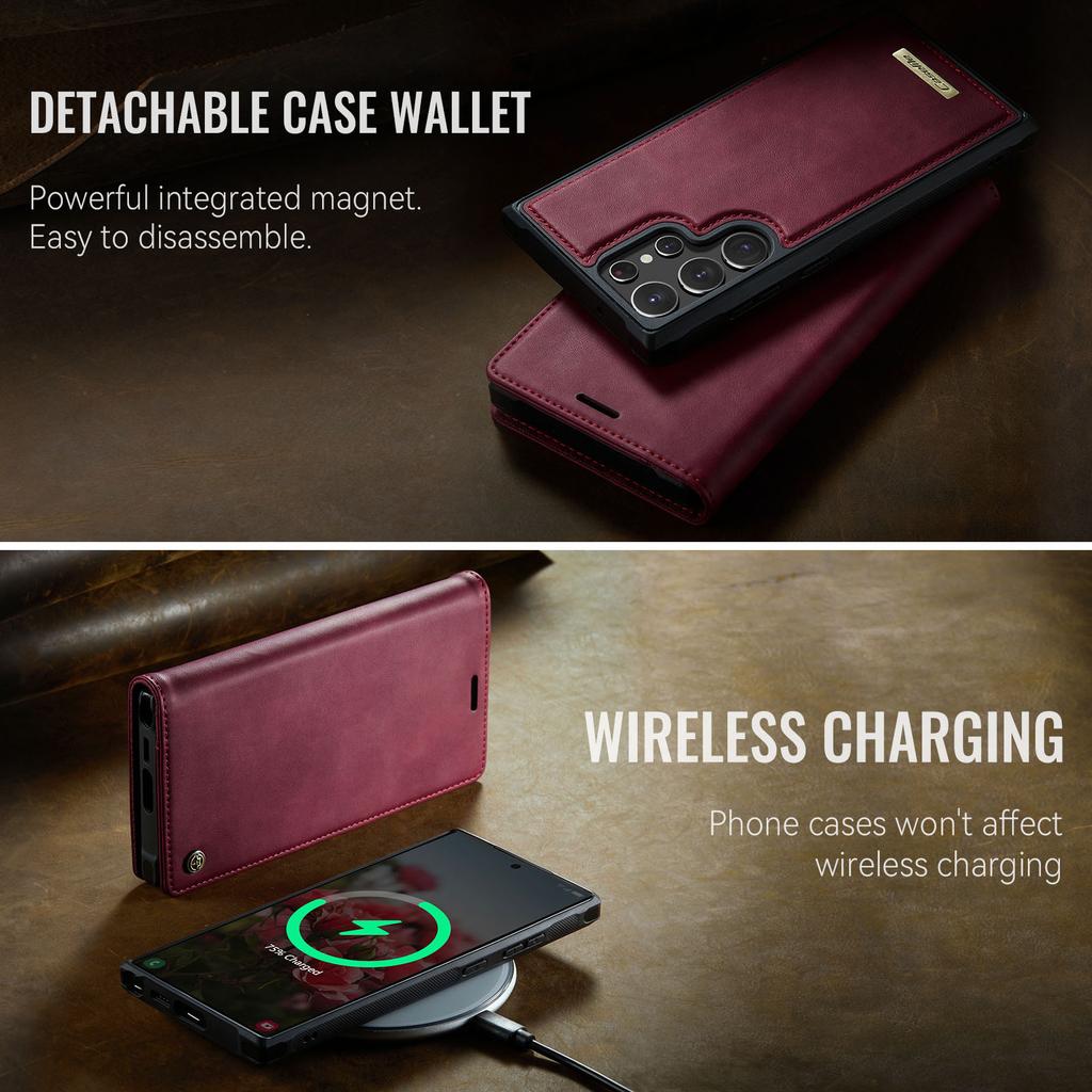 Für Samsung Galaxy S22 Ultra 5G Hülle CASEME C49 Magnetische Hülle RFID-blockierend Abnehmbares Portemonnaie Leder Handyhülle