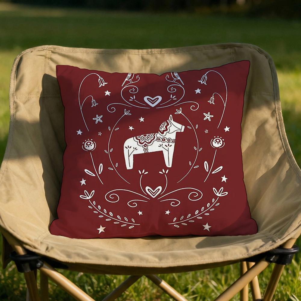 Dala Horse Print Cushion Cover Soft Reversible  Durable Pillow Cover  MultiScene Use for Home  Car Daily Comfort