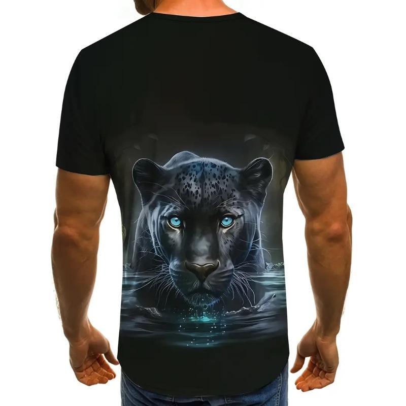 Men's Leopard Print T-shirt Sports Short Sleeved Crew Neck T-shirt for Summer Outdoor Fitness Workout Men's Clothing