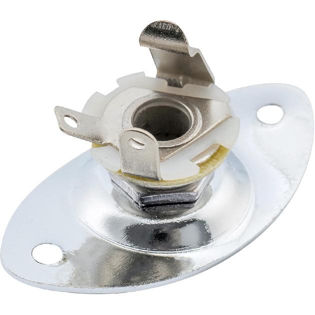 Musiclily Metall 1/4" Ovaler Gitarren-Eingangsbuchsen-Platte Ausgangsbuchsen-Platte Buchse mit Schrauben für Fender Strat Tele Style E-Gitarre, Chrom