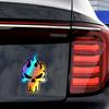 2Pcs Holographic Flame Skull Decals Waterproof Glossy Stickers Fit Motorcycle Bike Body Car Fuel Tank Decor