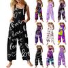 Women's Heart,shaped Printed Casual Loose Retro Overalls Cotton and Linen One,piece Pants
