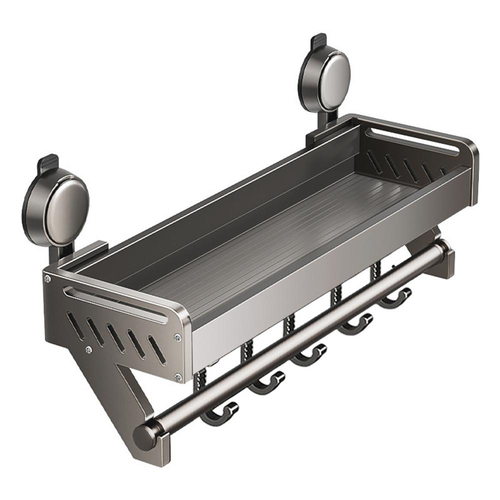 

Suction Cup Bathroom Shelf Wall Mounted Kitchen Organizer Shelves Space-Saving Metal Organizer Shelf No Drilling Shower Rack For