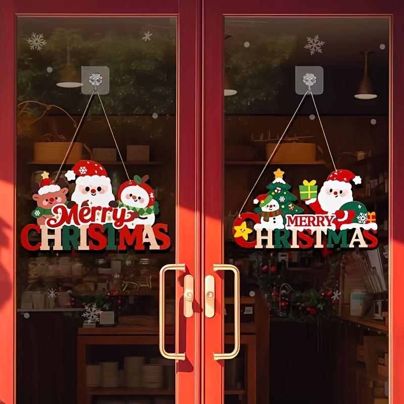 2D Decoration Featuring Santa Claus with A 'Merry Christmas' Sign A Wooden Holiday Ornament Suitable for Indoor/Outdoor Christmas Parties Hook Design